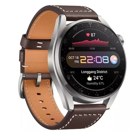 HUAWEI 48mm WATCH 3 Pro [eSIM Cellular; Wi-Fi GPS; Bluetooth] - Titanium Gray, Wristband:Brown Leather Strap