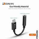 DAVIN DAL7 USB-C headset jack Adapter (Aux cable 3.5mm Audio cable with USB-C connector) - Black
