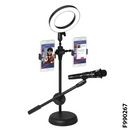 Live Voice Professional MOBILE PHONE STAND 4-in-1 | LED Ring light | 2 Phone Holder | MIC Holder - F990267