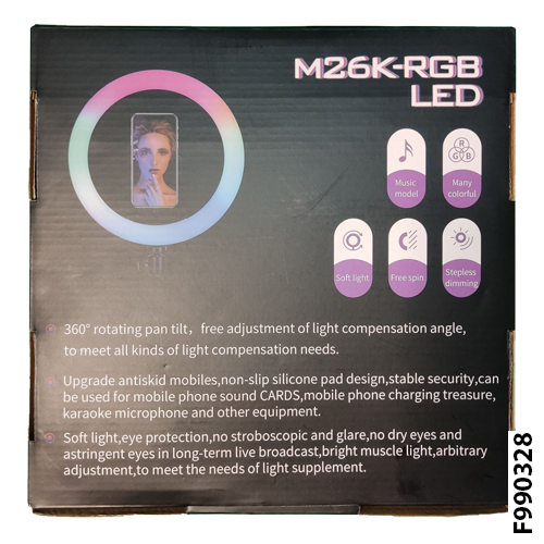 M26K-RGB LED Music Model Ring Light with Stand and Remote Control