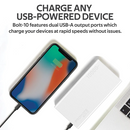 PROMATE 10000mAh BOLT-10 Compact Smart Charging Power Bank with Dual  USB Output - White