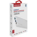 PROMATE 10000mAh BOLT-10 Compact Smart Charging Power Bank with Dual  USB Output - White